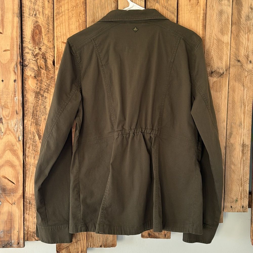 PrAna Mayve Army Green Military Style Full Zip Cotton Utility Jacket Size L - Picture 5 of 16